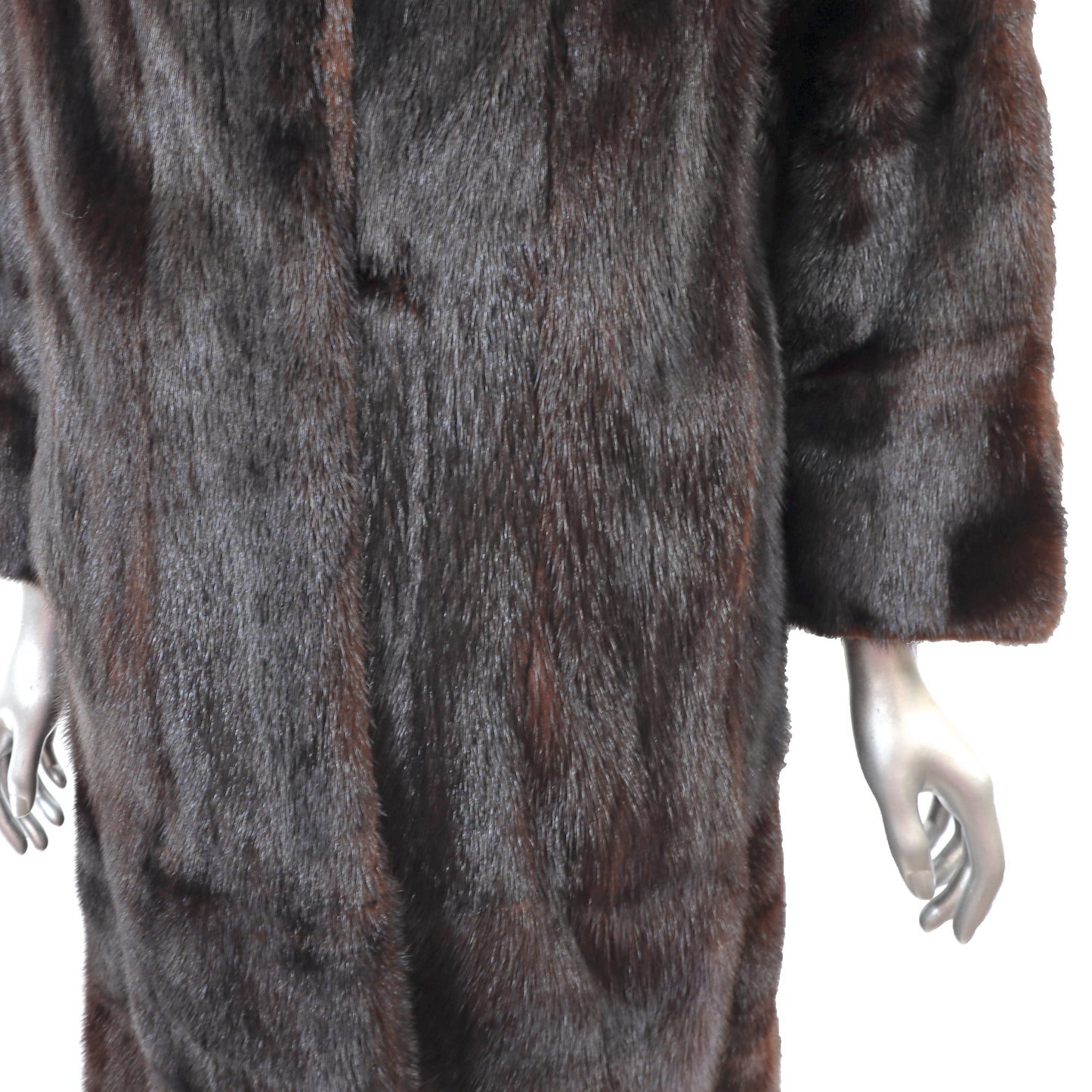 Dark Brown Mink 3/4 Coat with Matching Hat- Size L