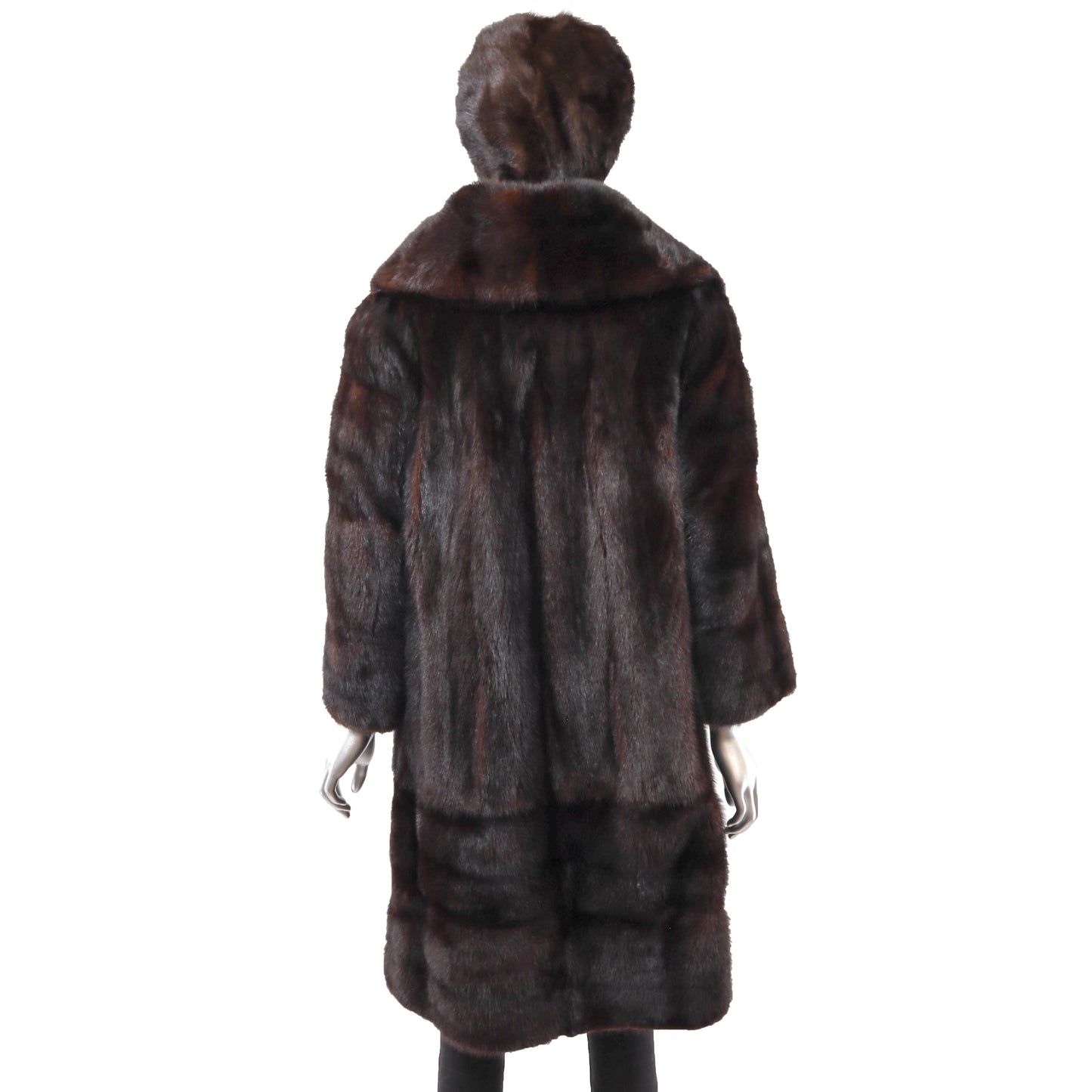 Dark Brown Mink 3/4 Coat with Matching Hat- Size L