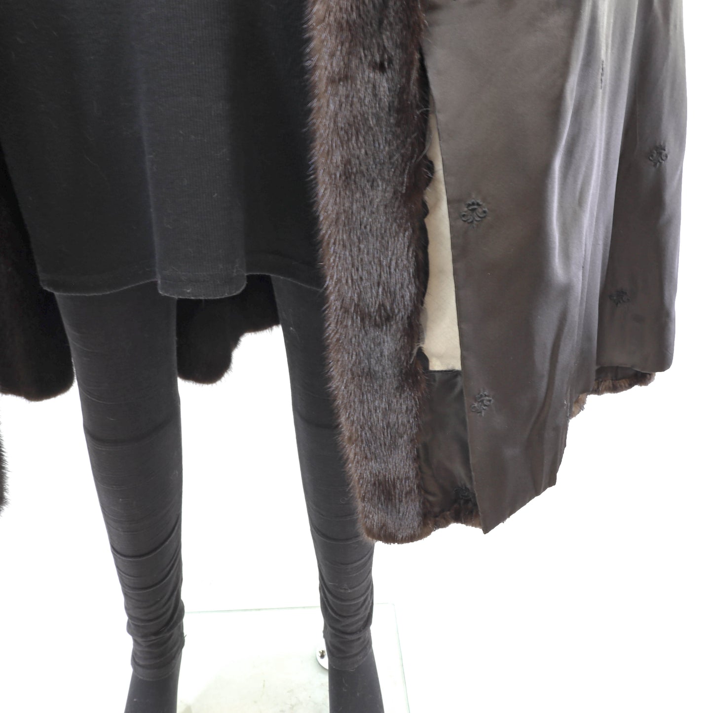 Dark Brown Mink Coat with Sable Collar- Size S
