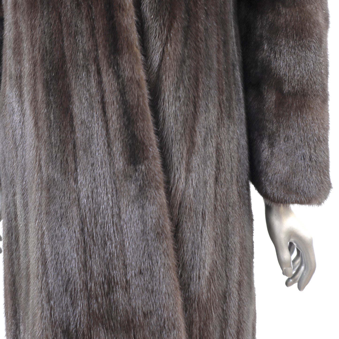Dark Brown Mink Coat with Sable Collar- Size S