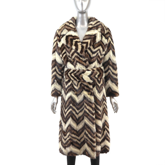Multicolor Section Mink Coat- Size S