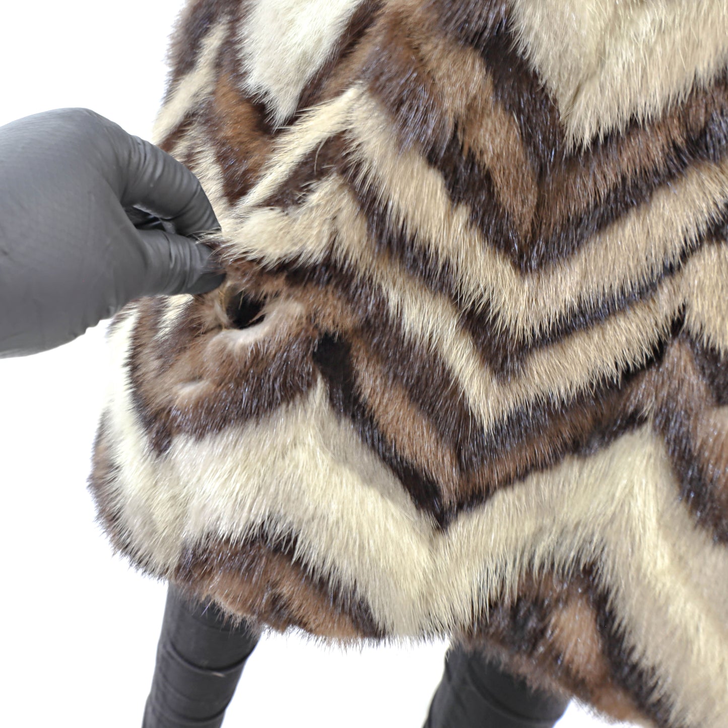 Multicolor Section Mink Coat- Size S