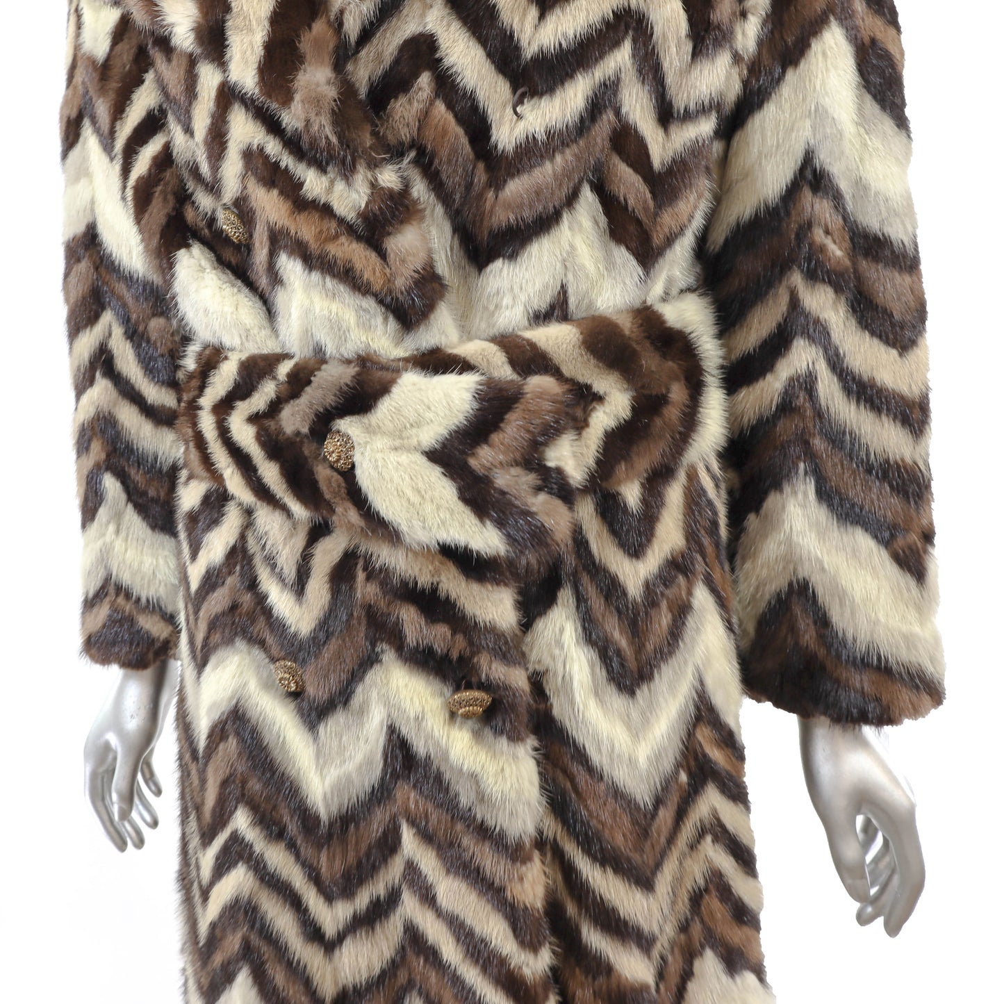 Multicolor Section Mink Coat- Size S