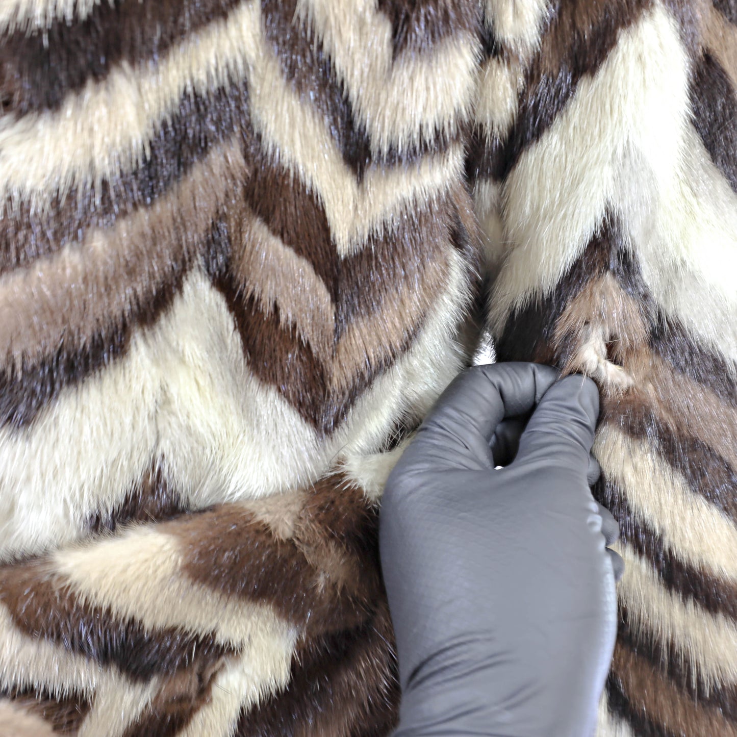 Multicolor Section Mink Coat- Size S