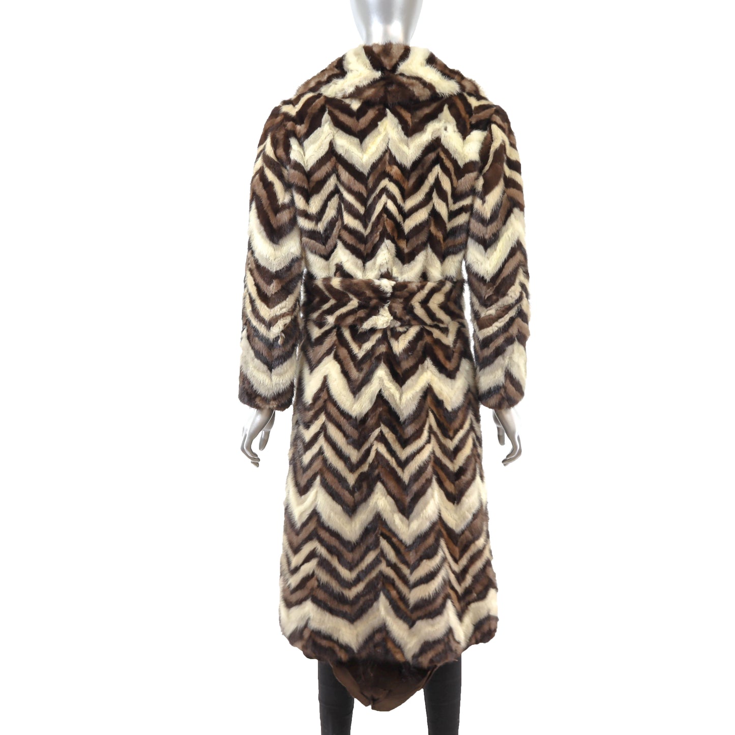 Multicolor Section Mink Coat- Size S