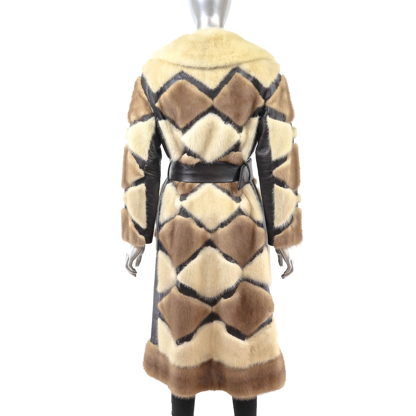 Mink Coat with Leather Insert- Size S