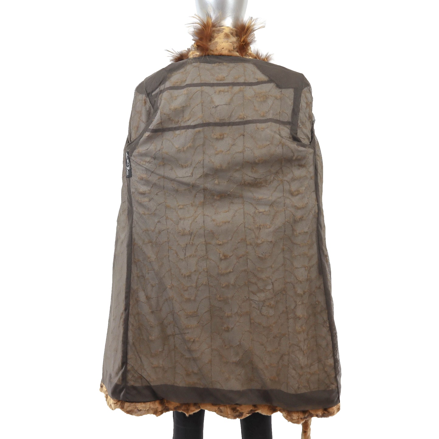 Whiskey Section Semi Sheared Mink Coat with Fox Trim- Size M