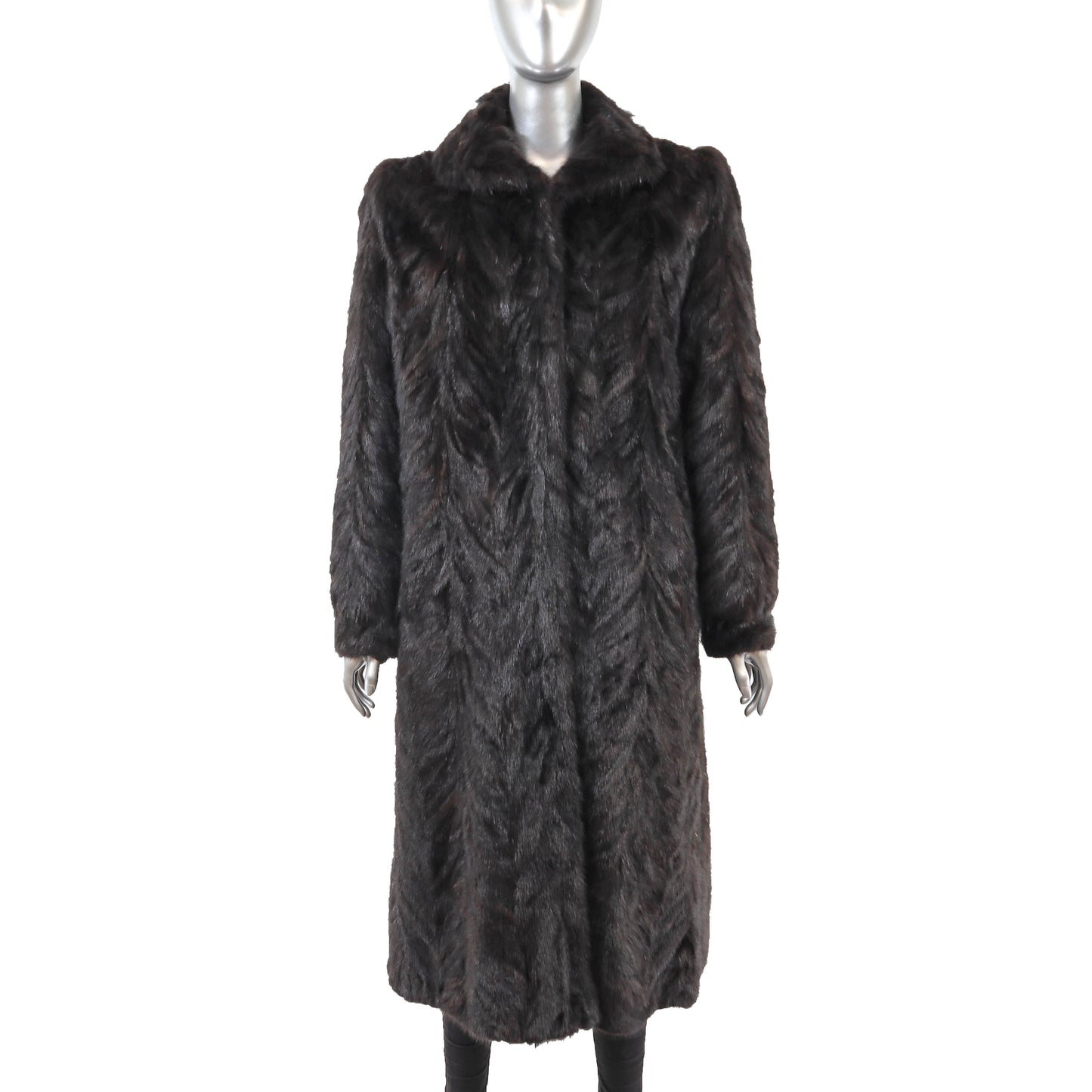 Dark Brown Section Mink Coat- Size M