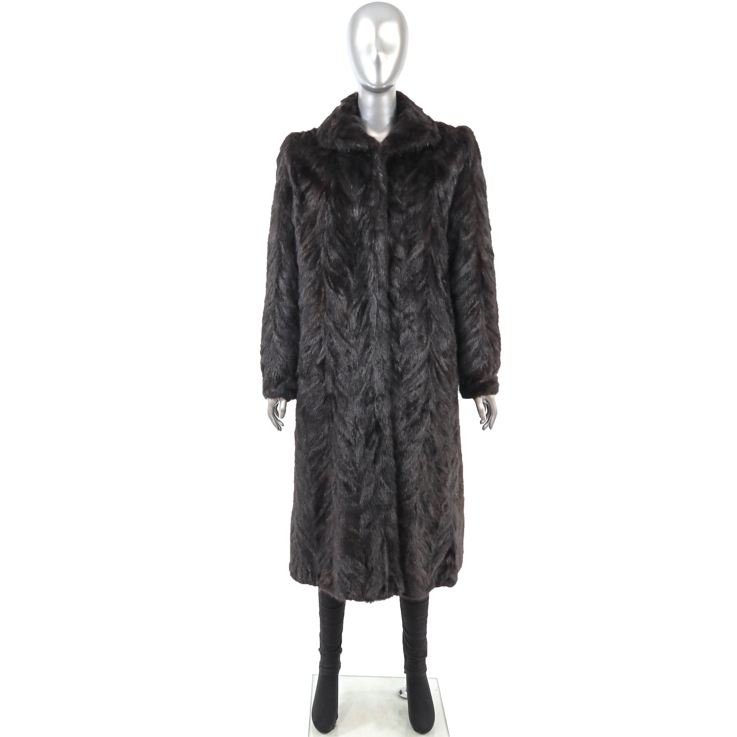 Dark Brown Section Mink Coat- Size M