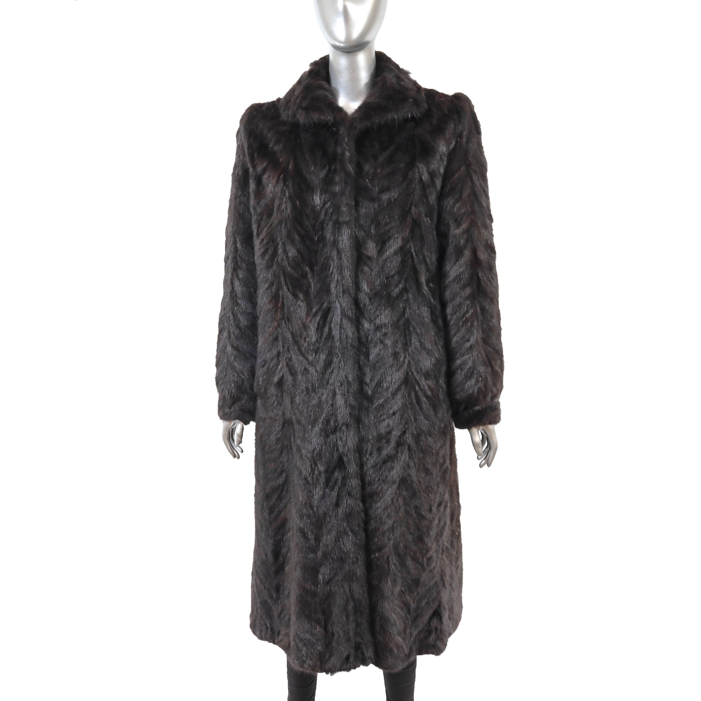 Dark Brown Section Mink Coat- Size M
