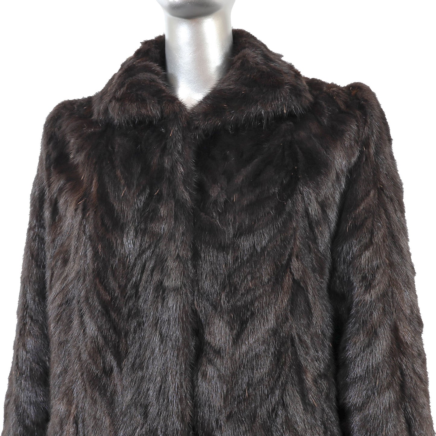 Dark Brown Section Mink Coat- Size M
