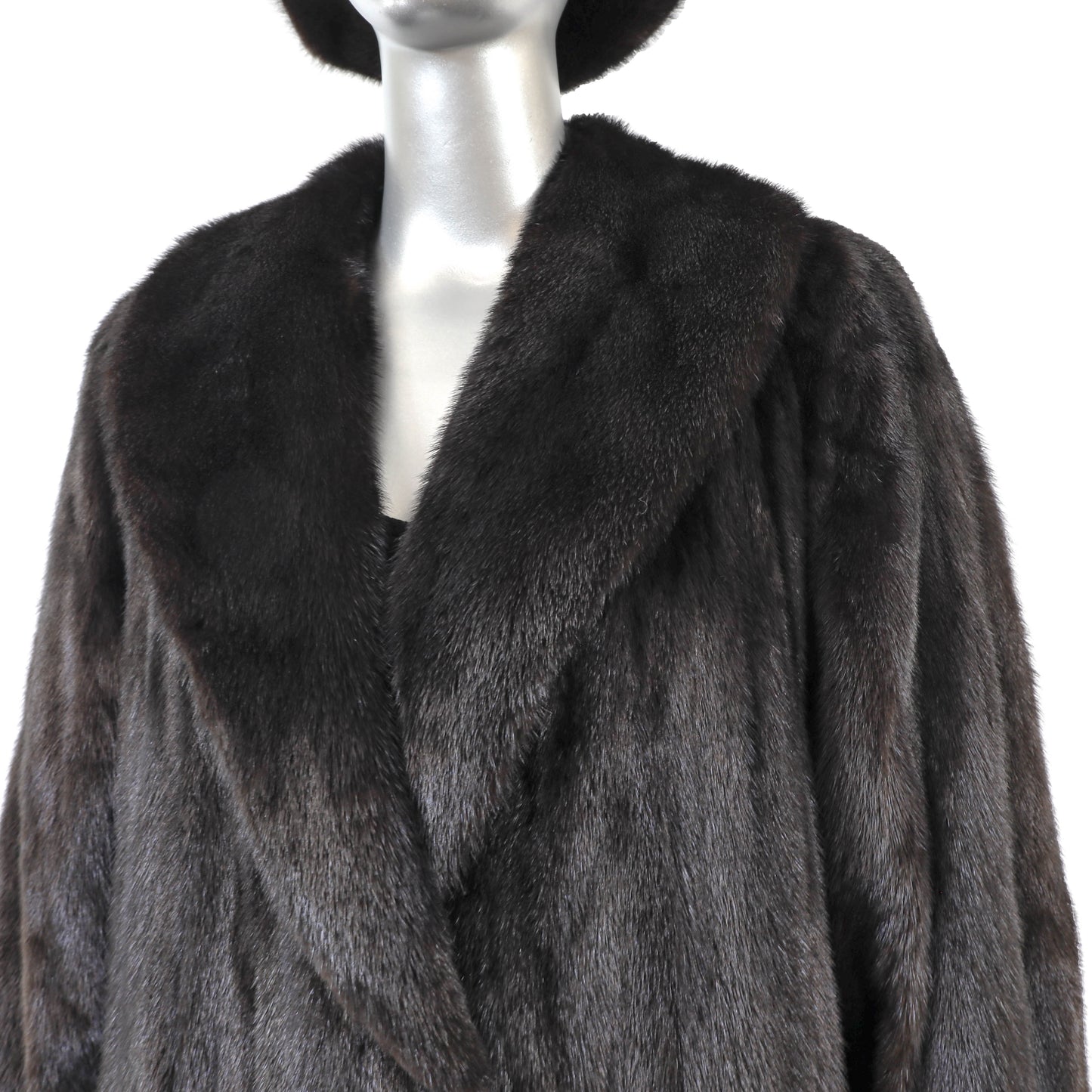 Black Mink Coat with Matching Hat- Size S