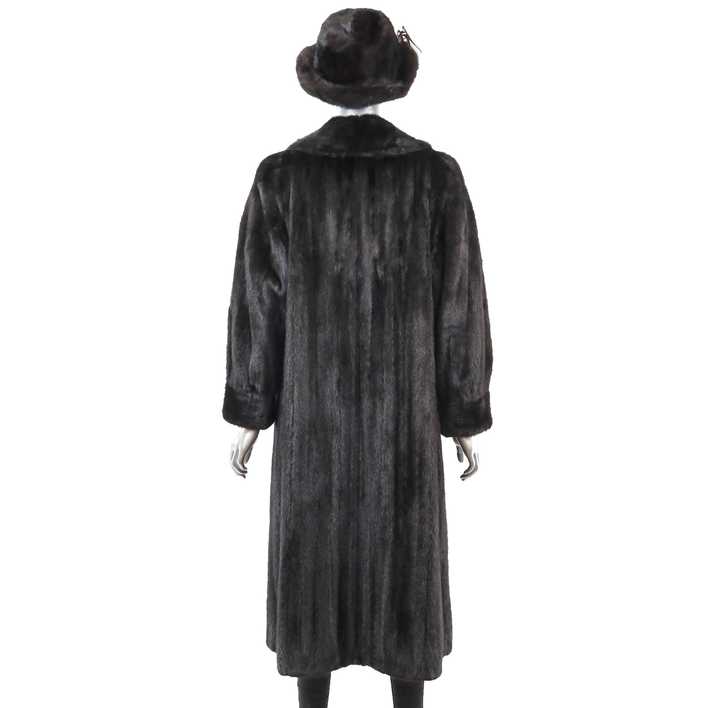 Black Mink Coat with Matching Hat- Size S