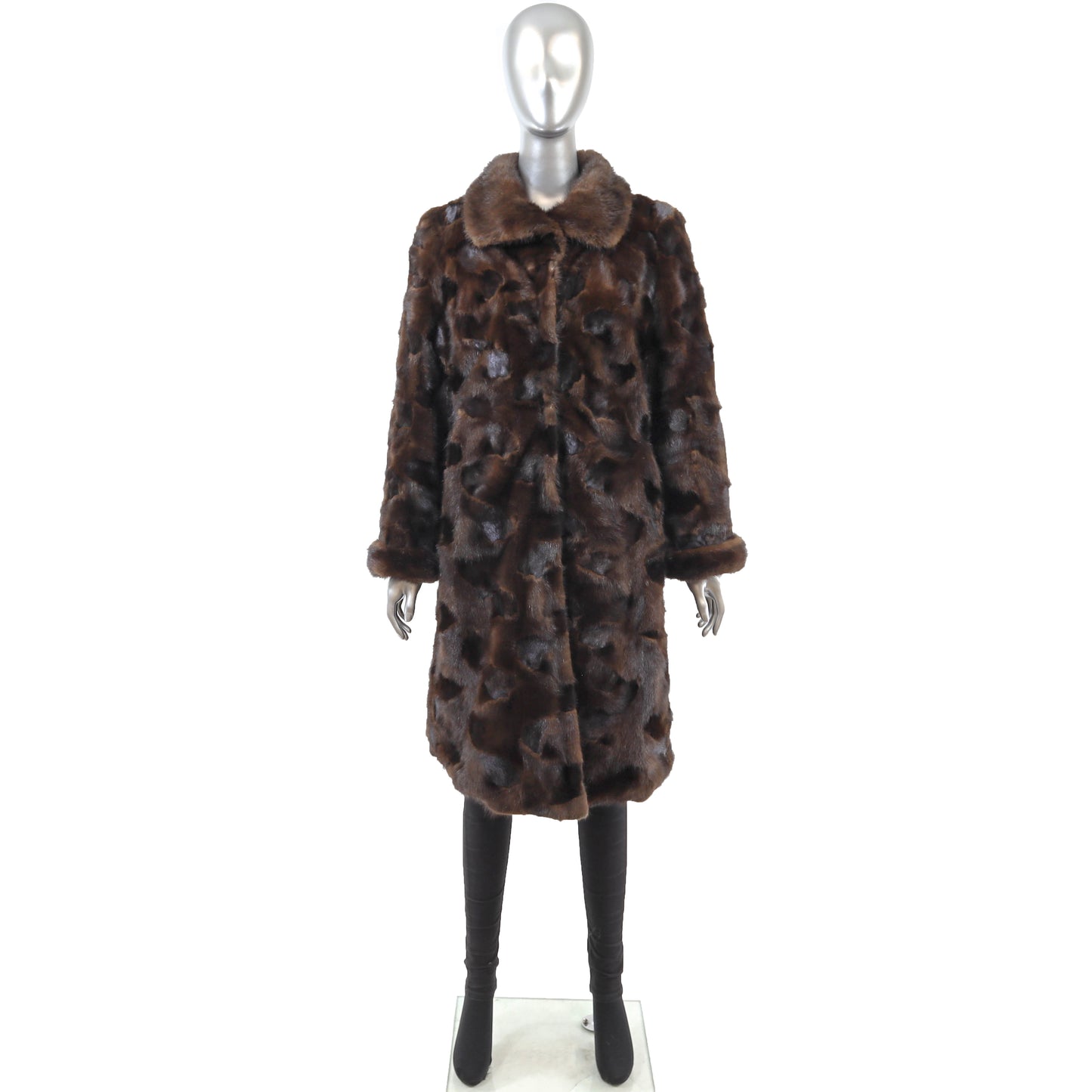 Brown Section Mink Coat- Size L