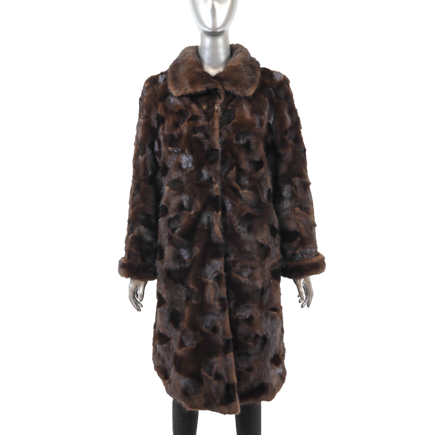 Brown Section Mink Coat- Size L