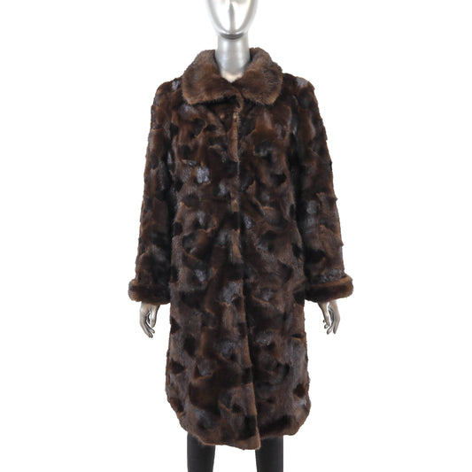 Brown Section Mink Coat- Size L