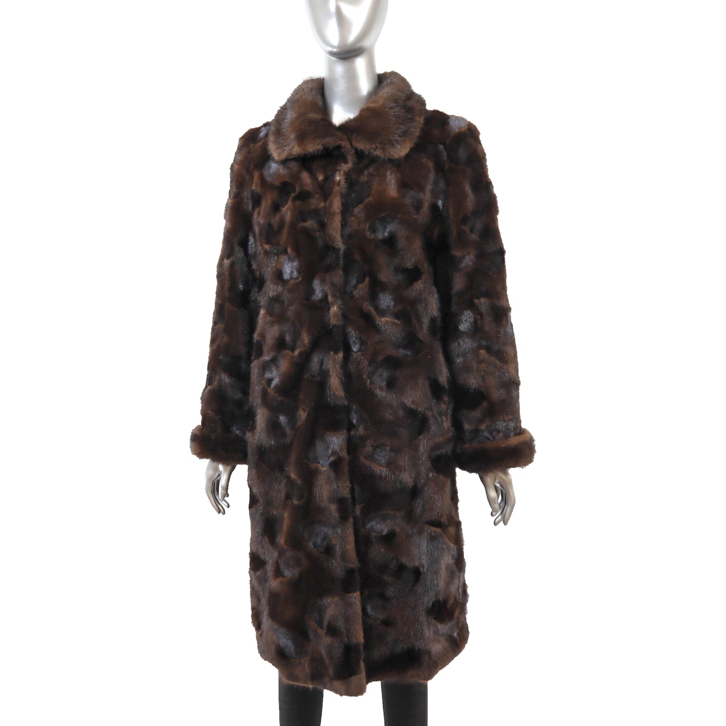 Brown Section Mink Coat- Size L