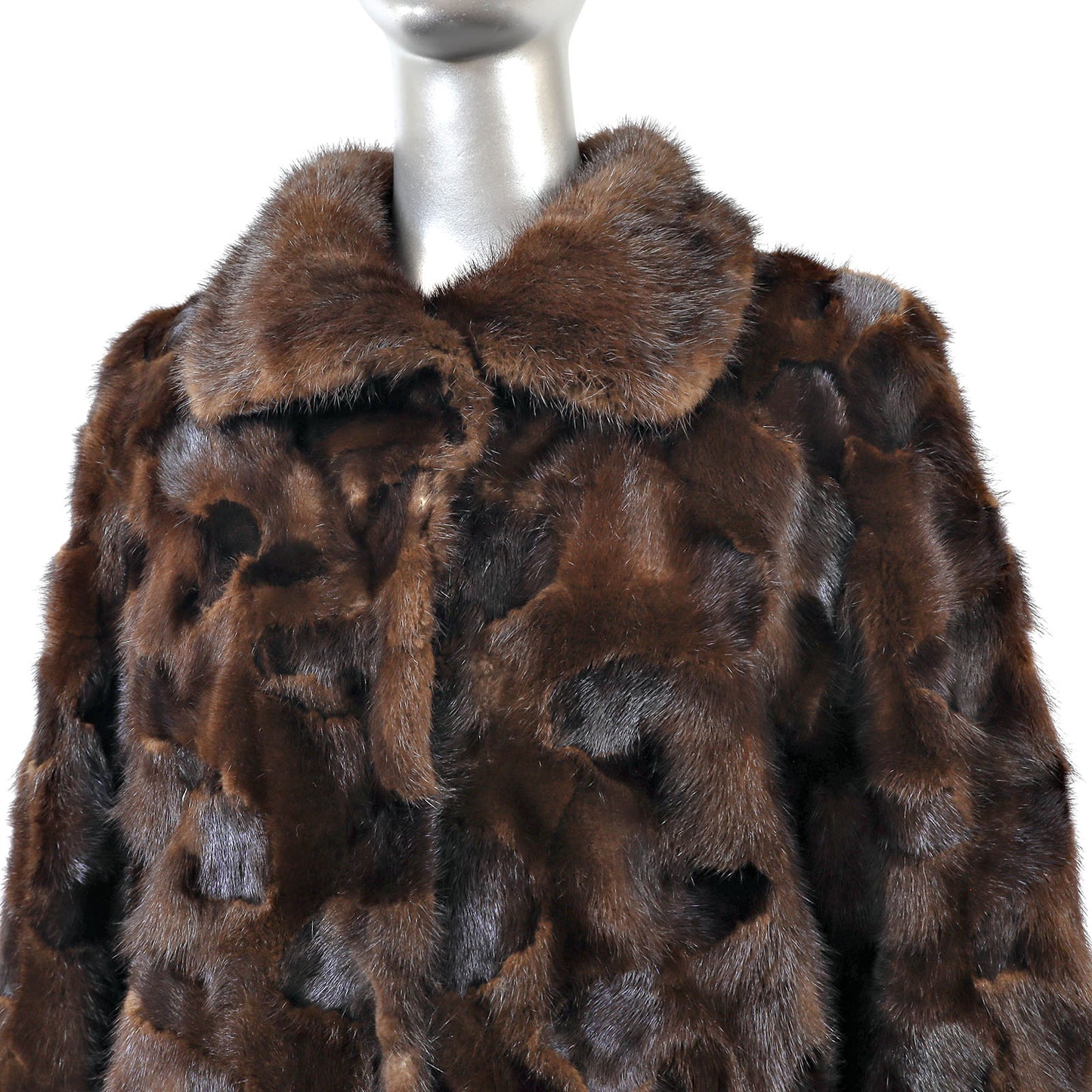 Brown Section Mink Coat- Size L