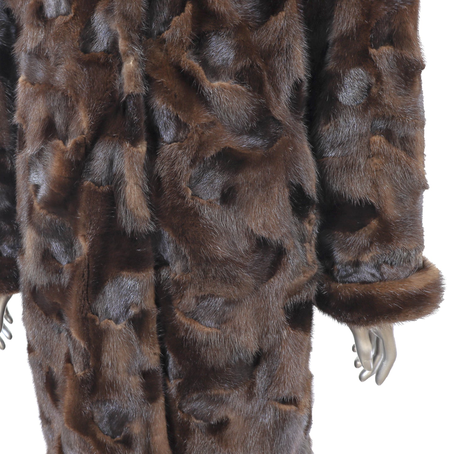 Brown Section Mink Coat- Size L