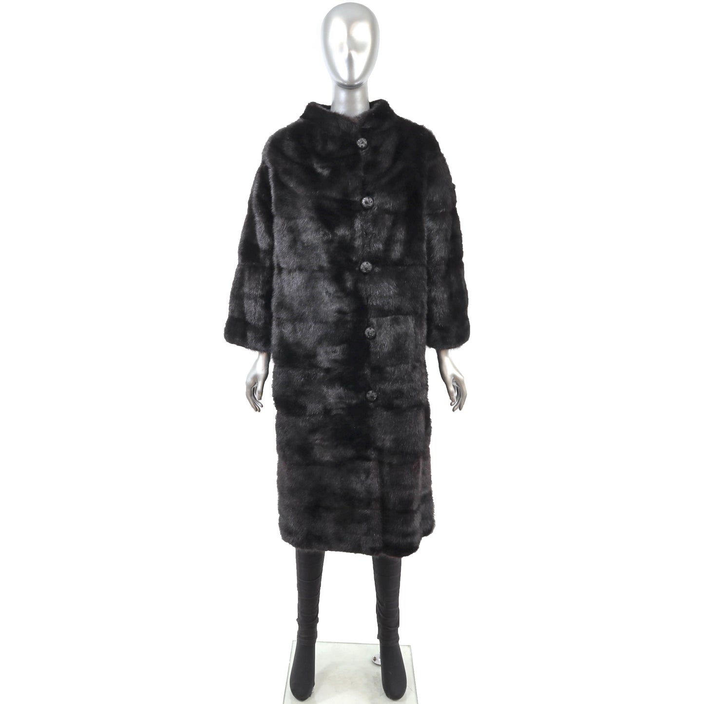 Black Horizontal Mink Coat- Size S