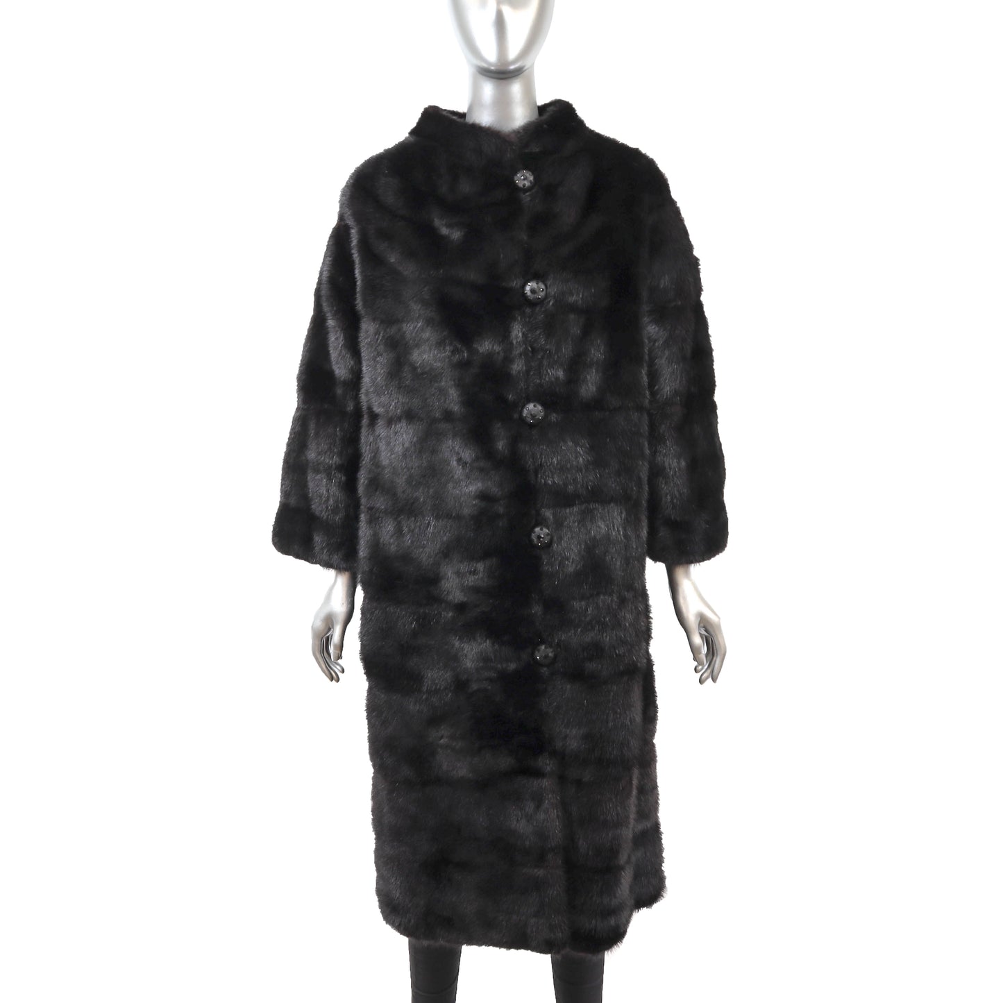 Black Horizontal Mink Coat- Size S