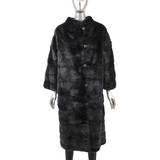 Black Horizontal Mink Coat- Size S
