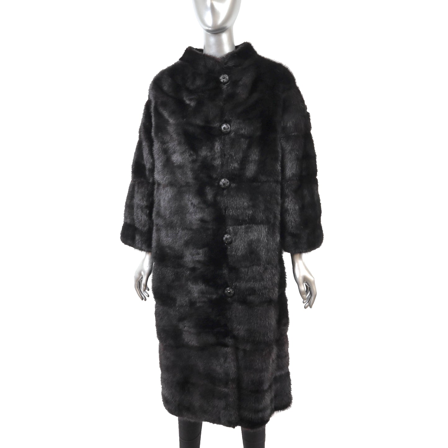 Black Horizontal Mink Coat- Size S