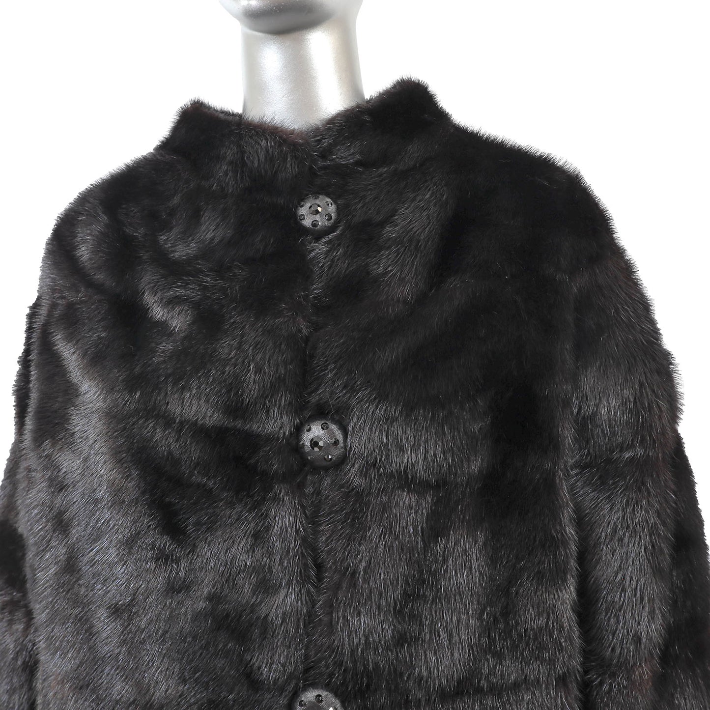Black Horizontal Mink Coat- Size S