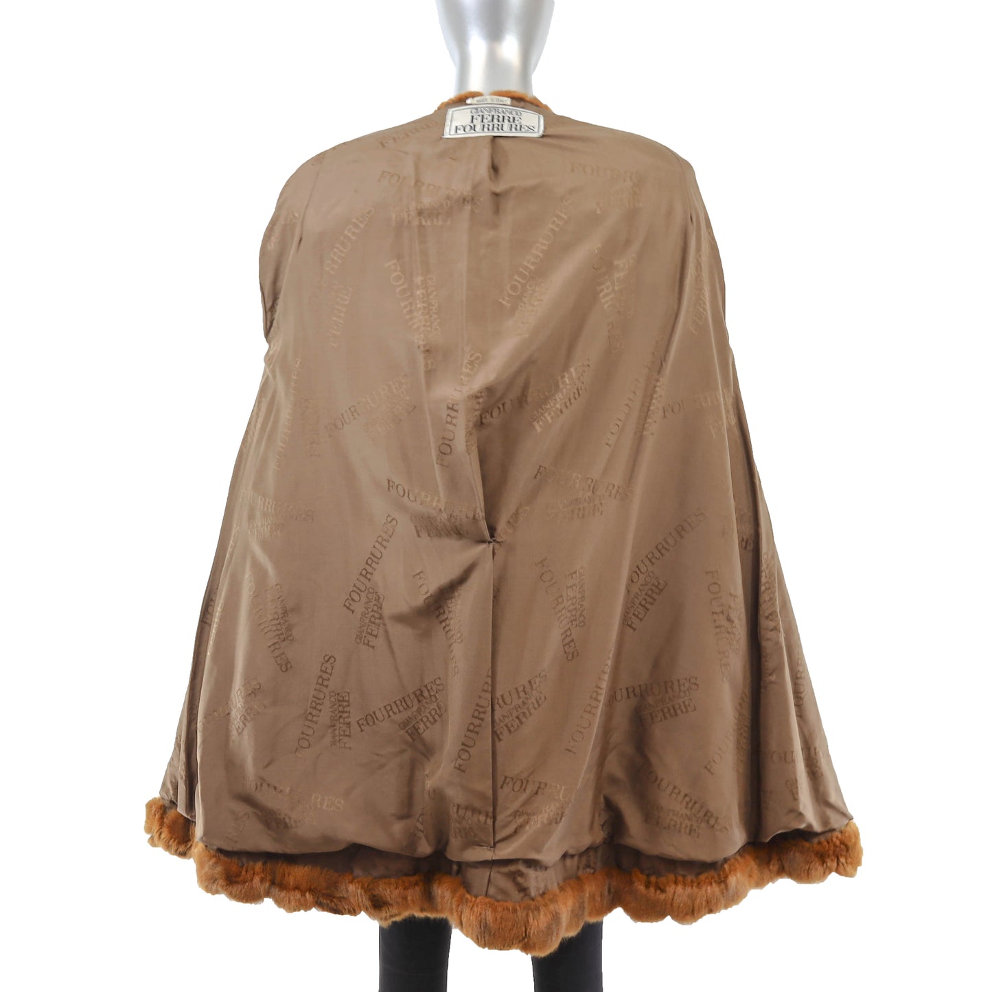 Gianfranco Ferre Fourrures Cognac Hooded Mink 3/4 Coat- Size L-XL