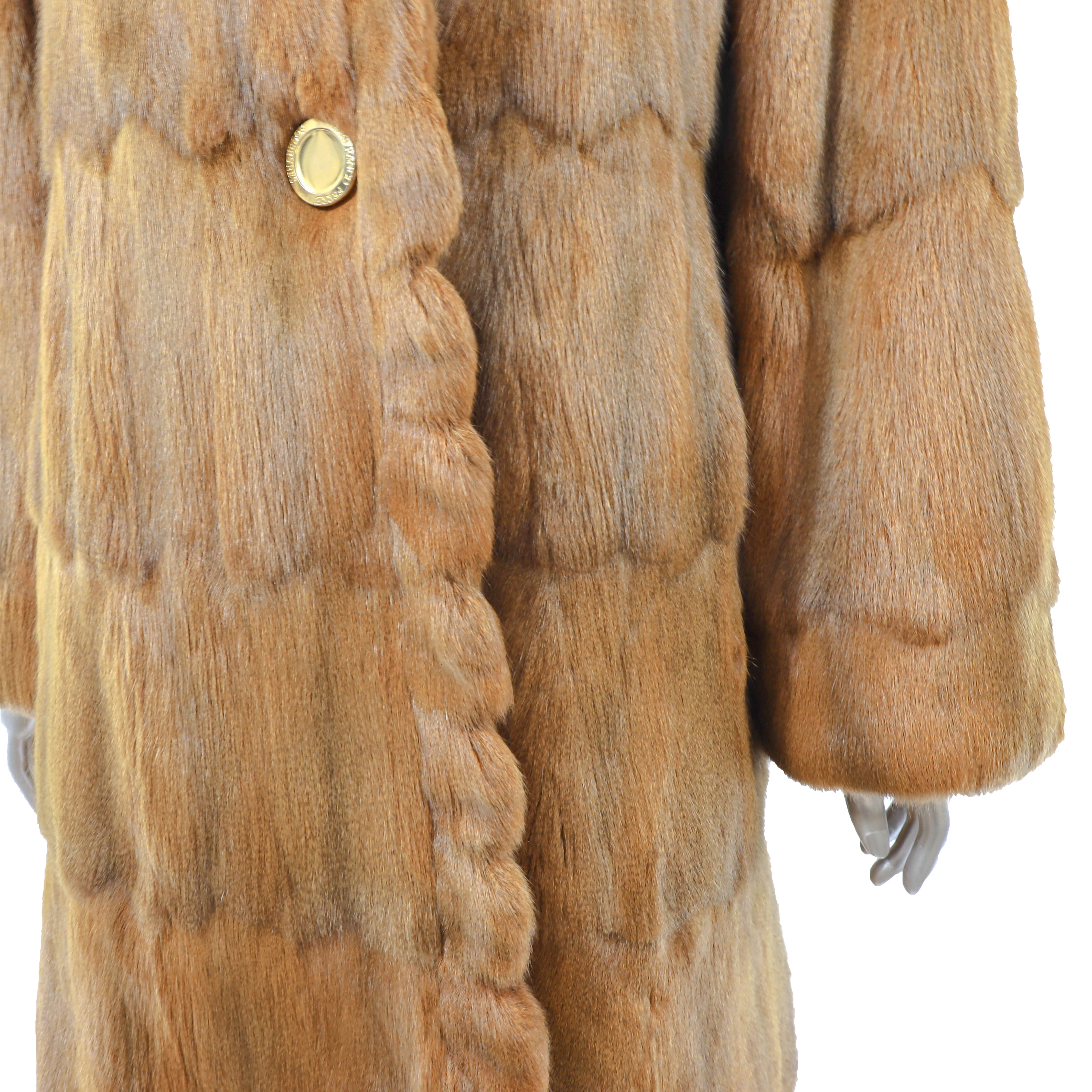 Gianfranco Ferre Fourrures Cognac Hooded Mink 3/4 Coat- Size L-XL