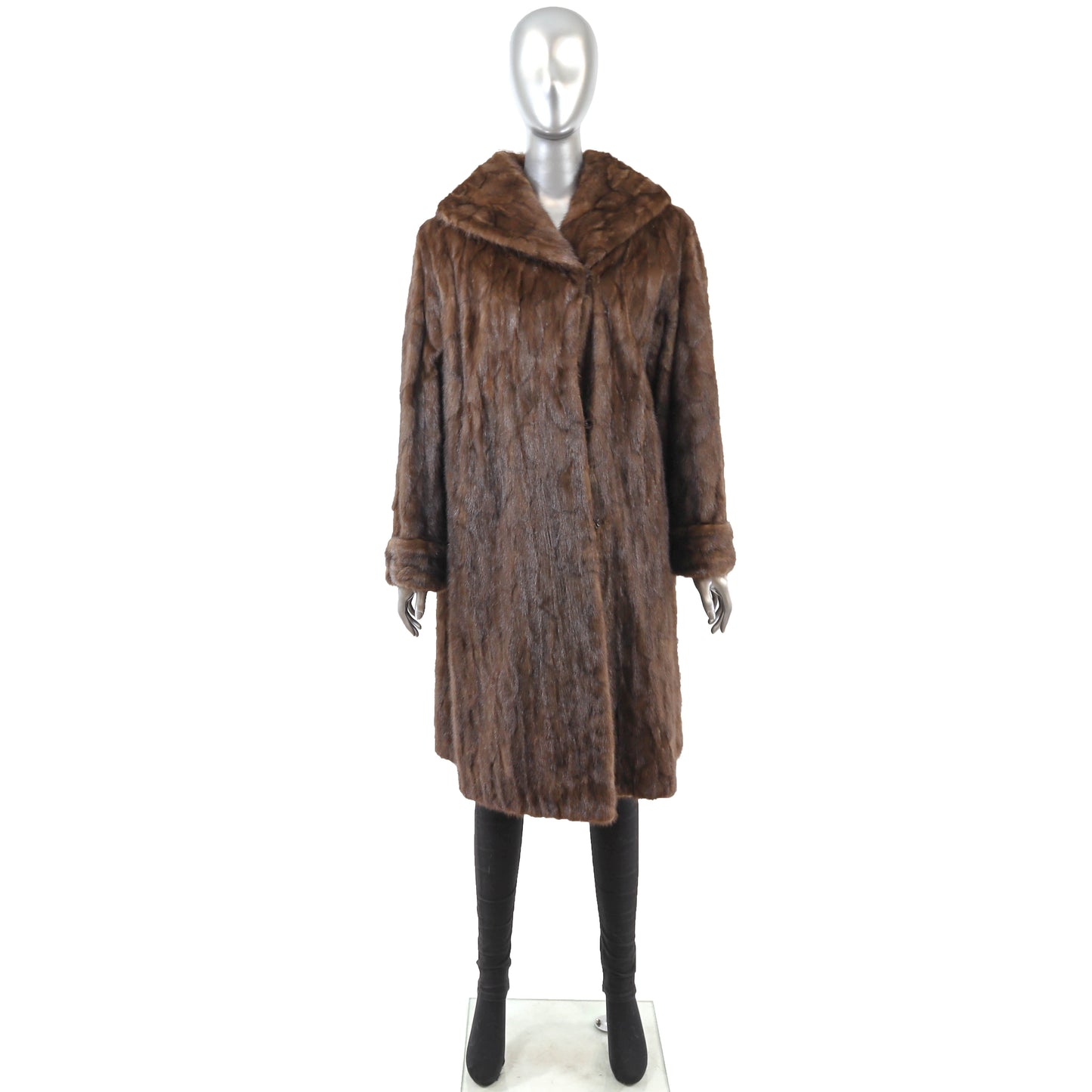 Brown Section Mink Coat- Size XL