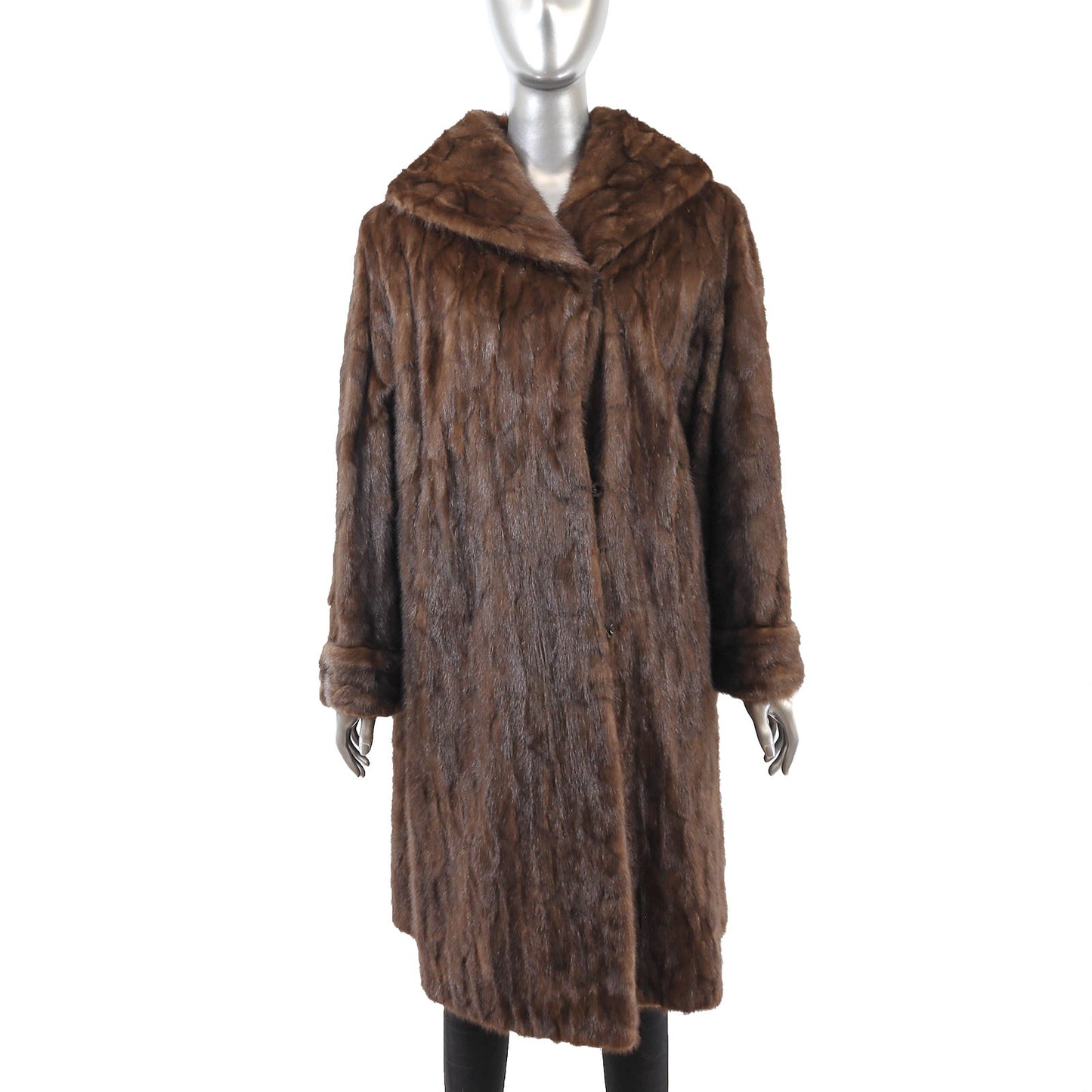 Brown Section Mink Coat- Size XL