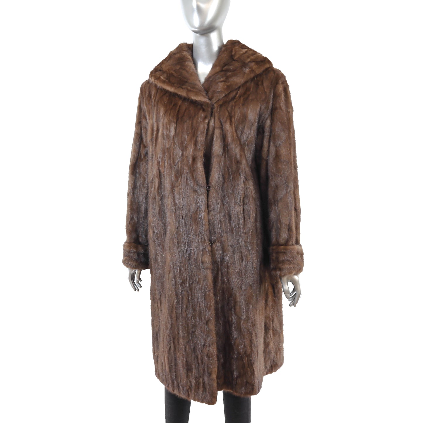 Brown Section Mink Coat- Size XL