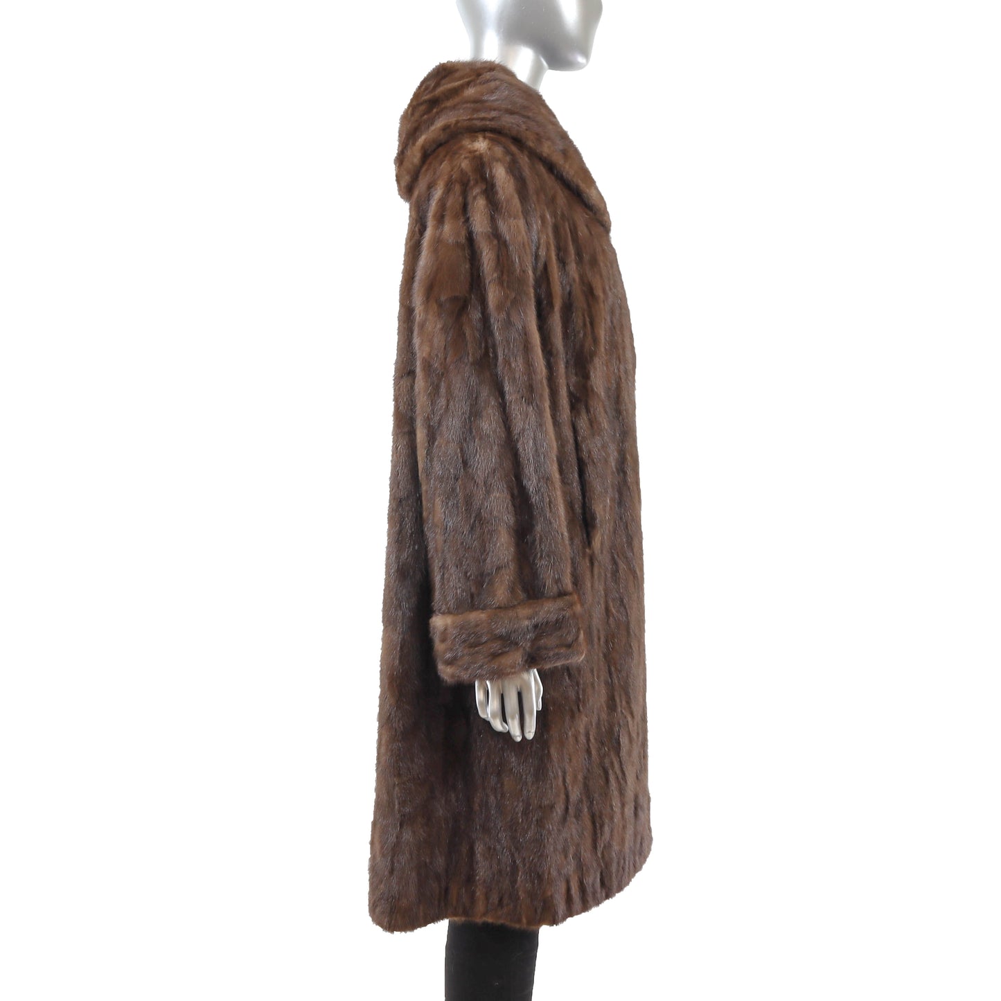 Brown Section Mink Coat- Size XL