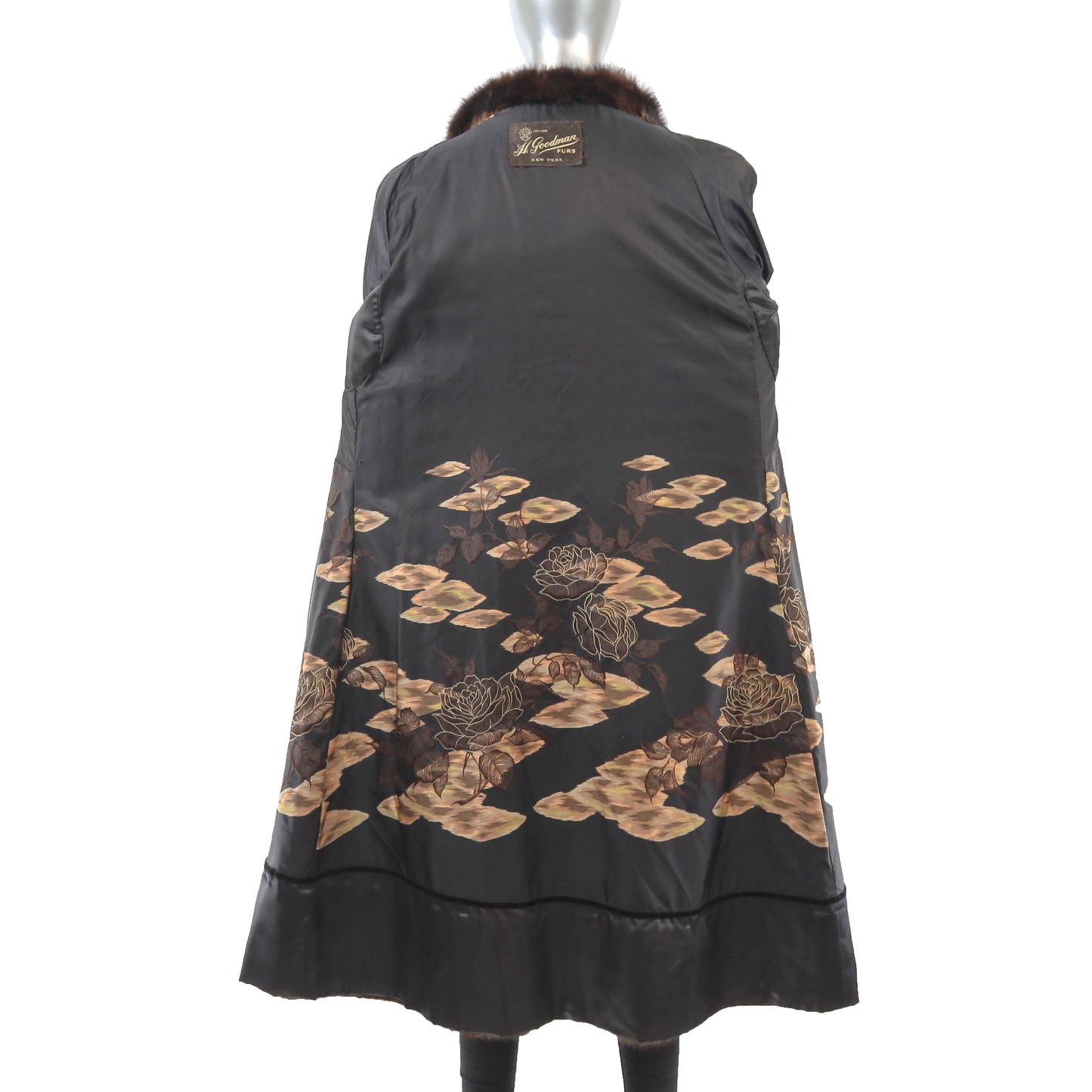 Dark Brown Mink Coat with Sable Collar- Size M-L