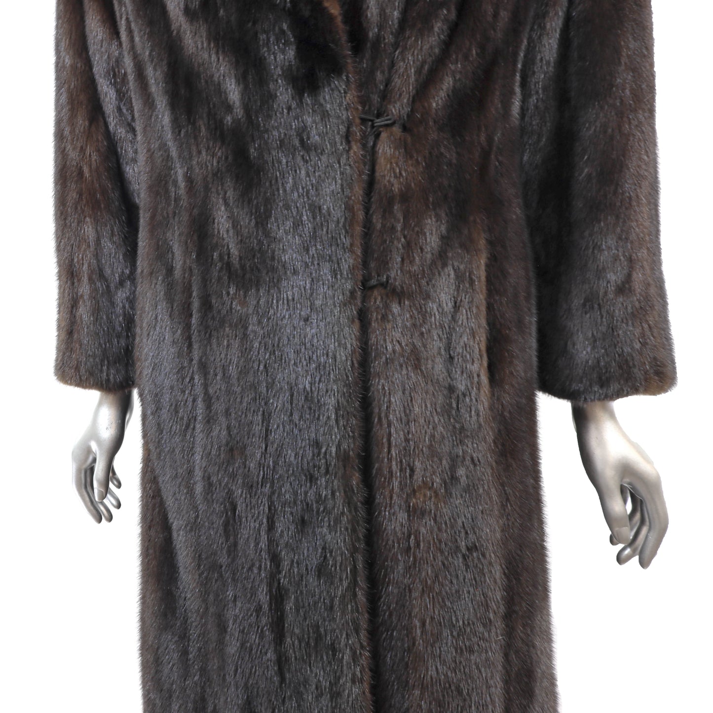 Dark Brown Mink Coat with Sable Collar- Size M-L