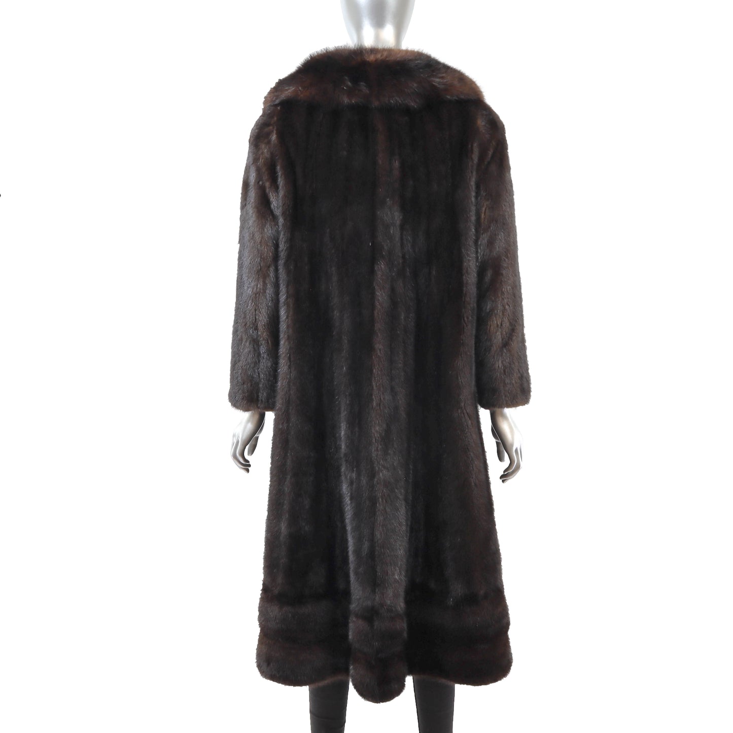 Dark Brown Mink Coat with Sable Collar- Size M-L