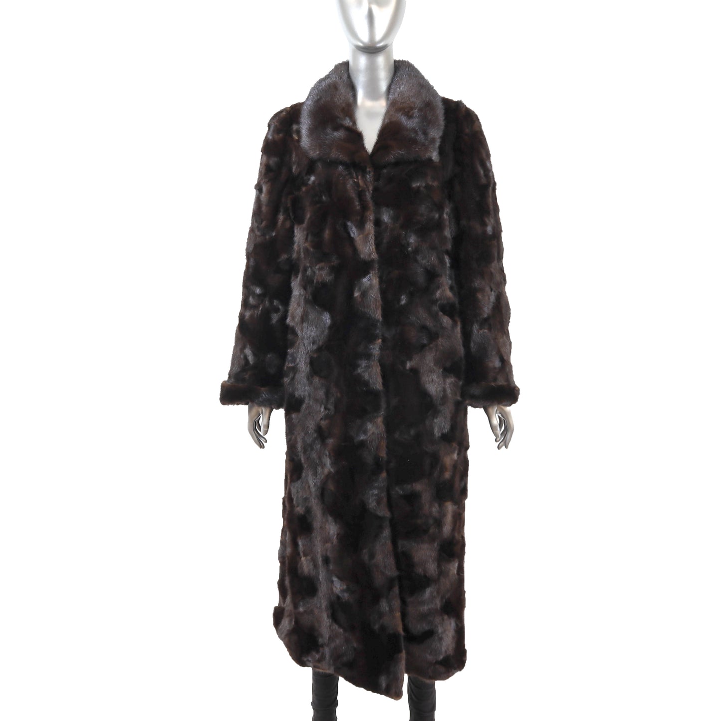Dark Brown Section Mink Coat- Size L