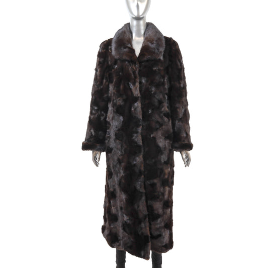 Dark Brown Section Mink Coat- Size L