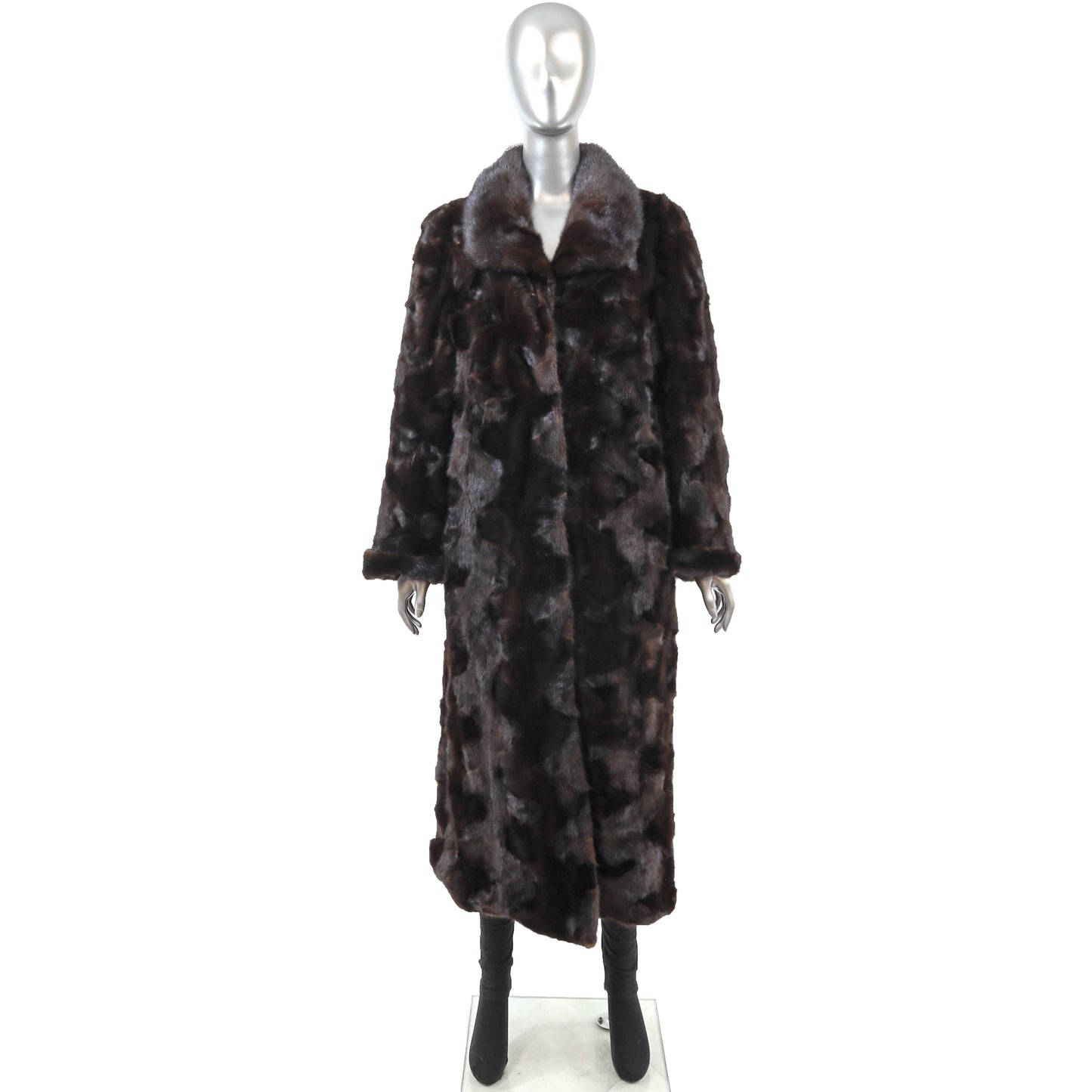 Dark Brown Section Mink Coat- Size L