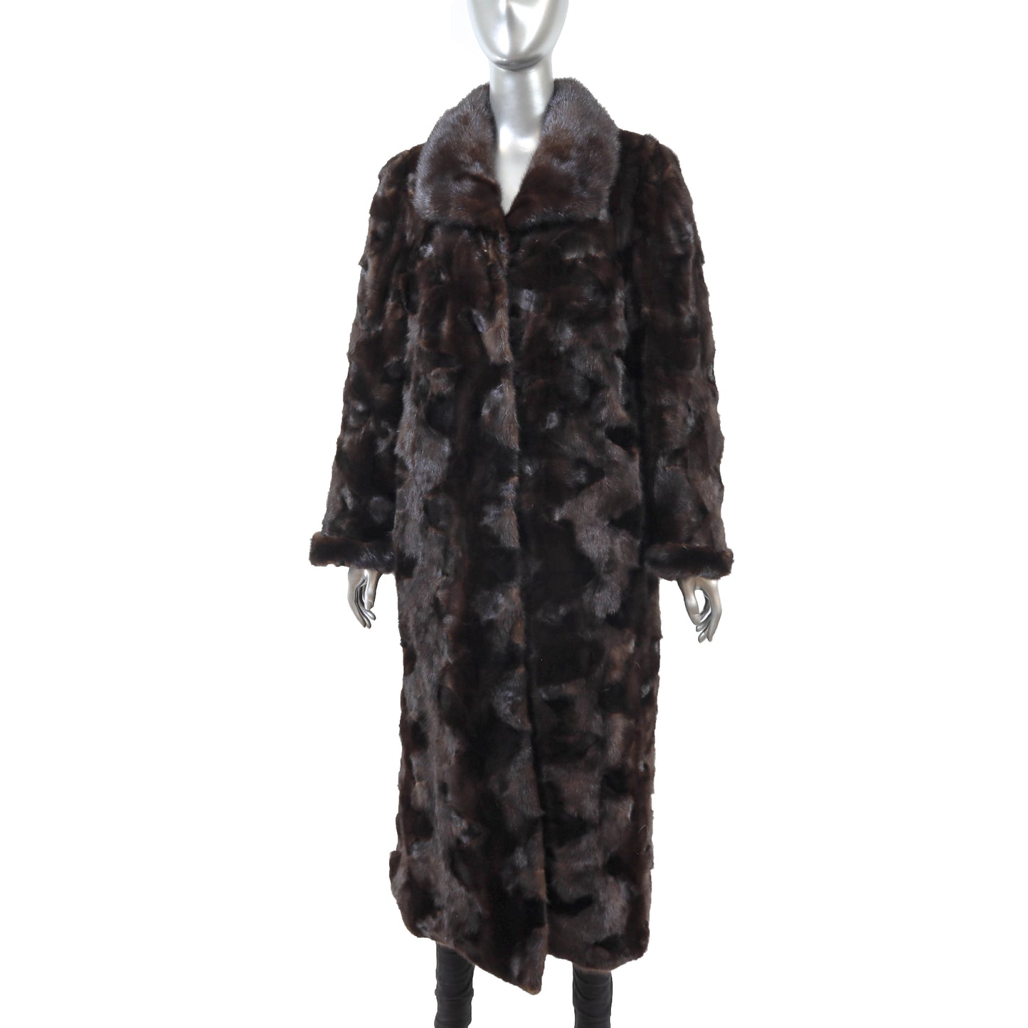 Dark Brown Section Mink Coat- Size L