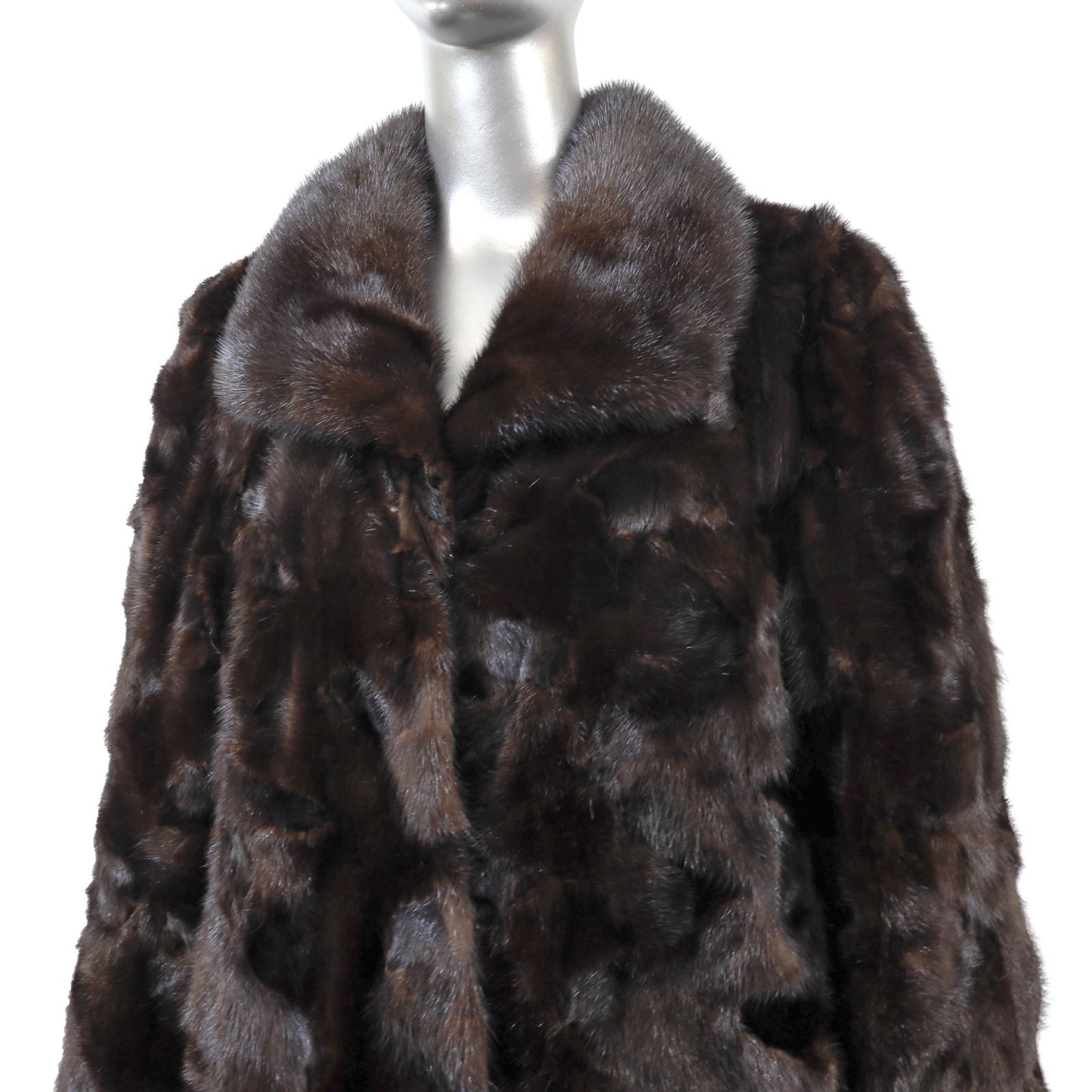 Dark Brown Section Mink Coat- Size L