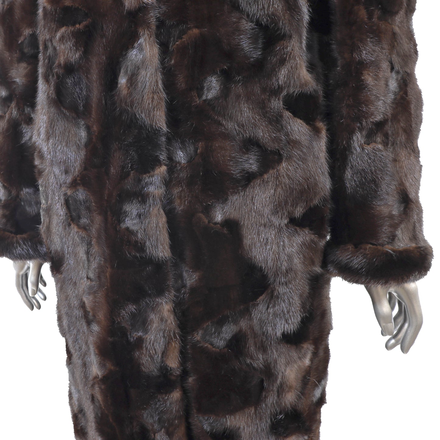 Dark Brown Section Mink Coat- Size L