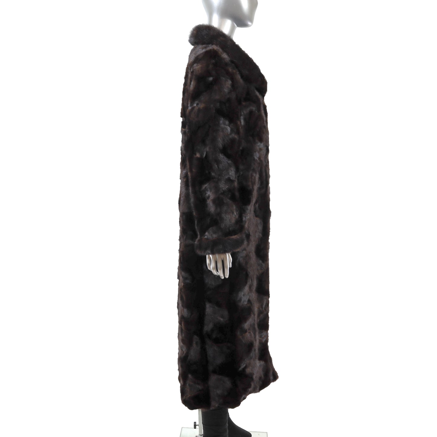 Dark Brown Section Mink Coat- Size L