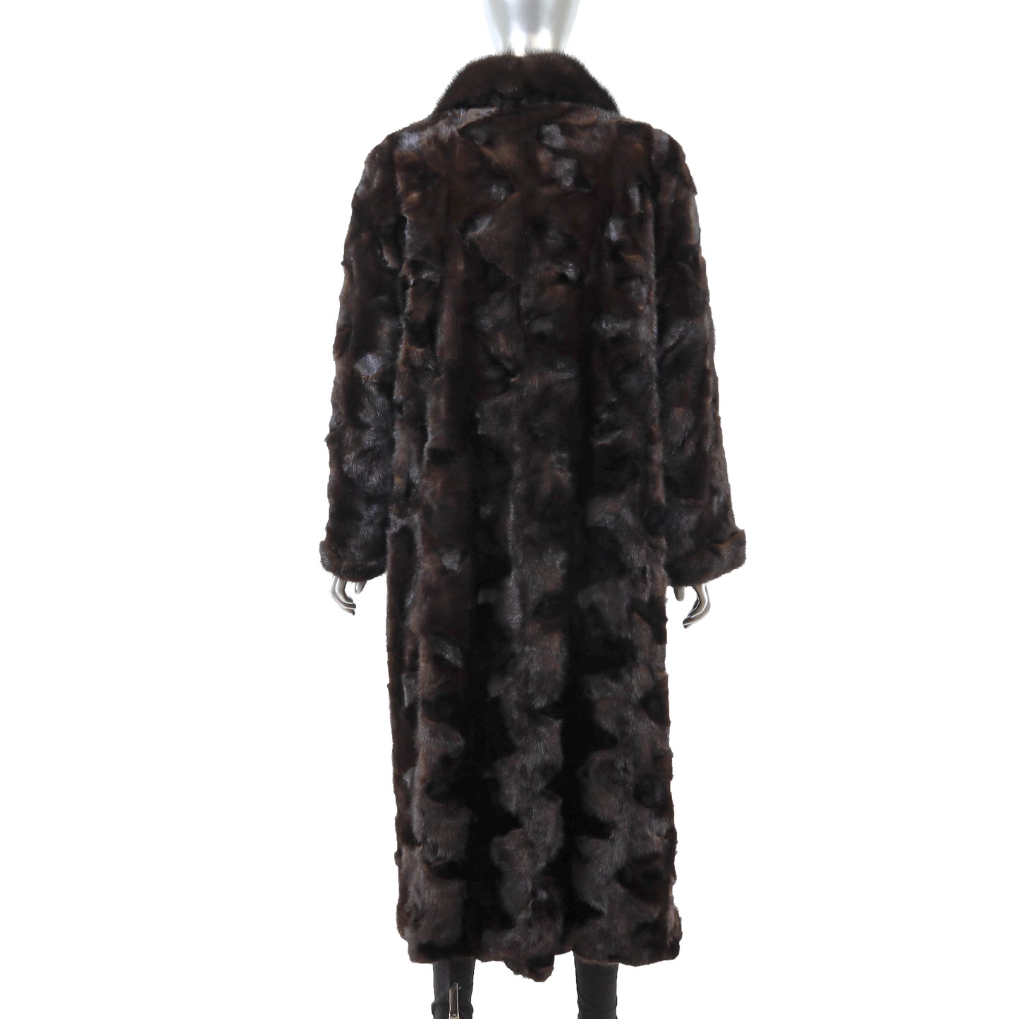 Dark Brown Section Mink Coat- Size L