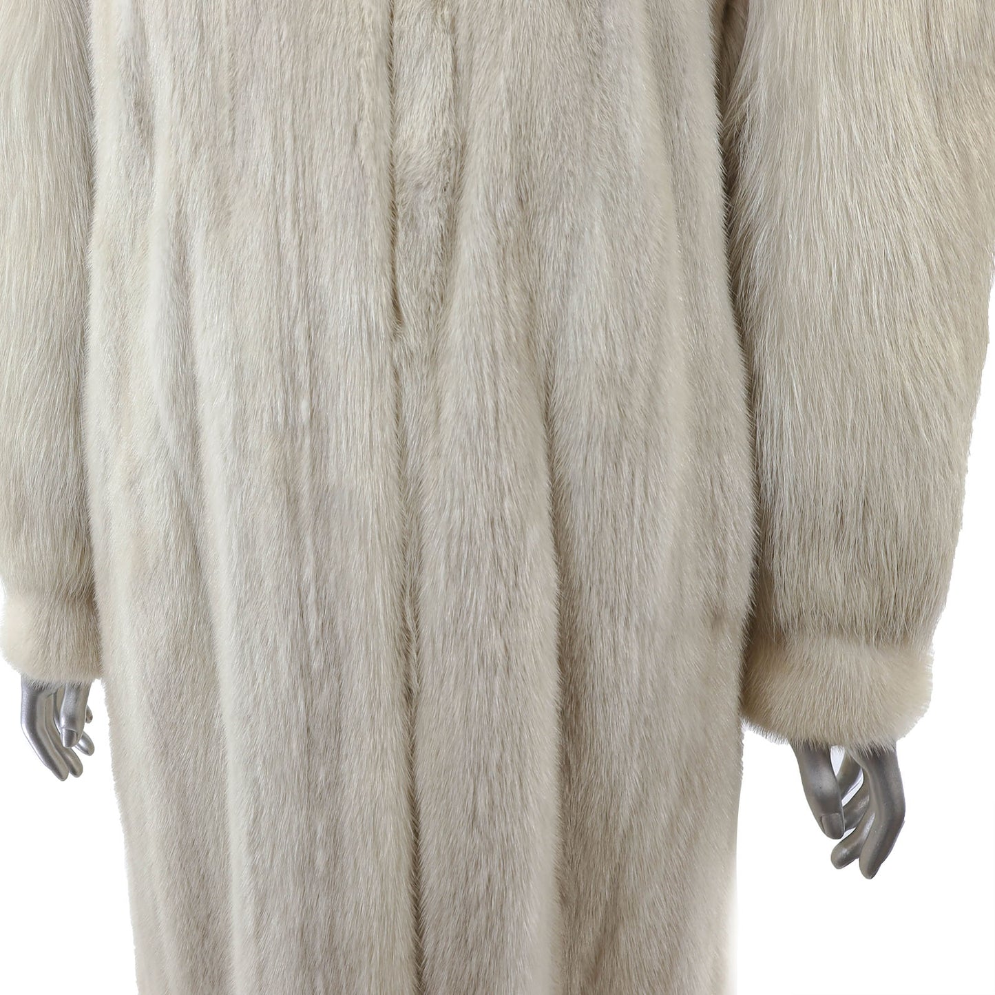 Beige Mink Coat with Fox and Matching Headband- Size L