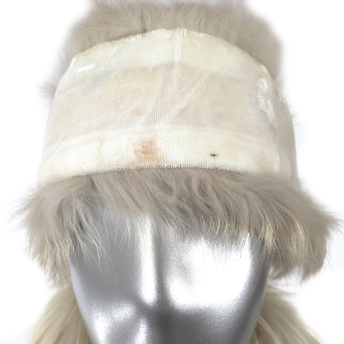 Beige Mink Coat with Fox and Matching Headband- Size L