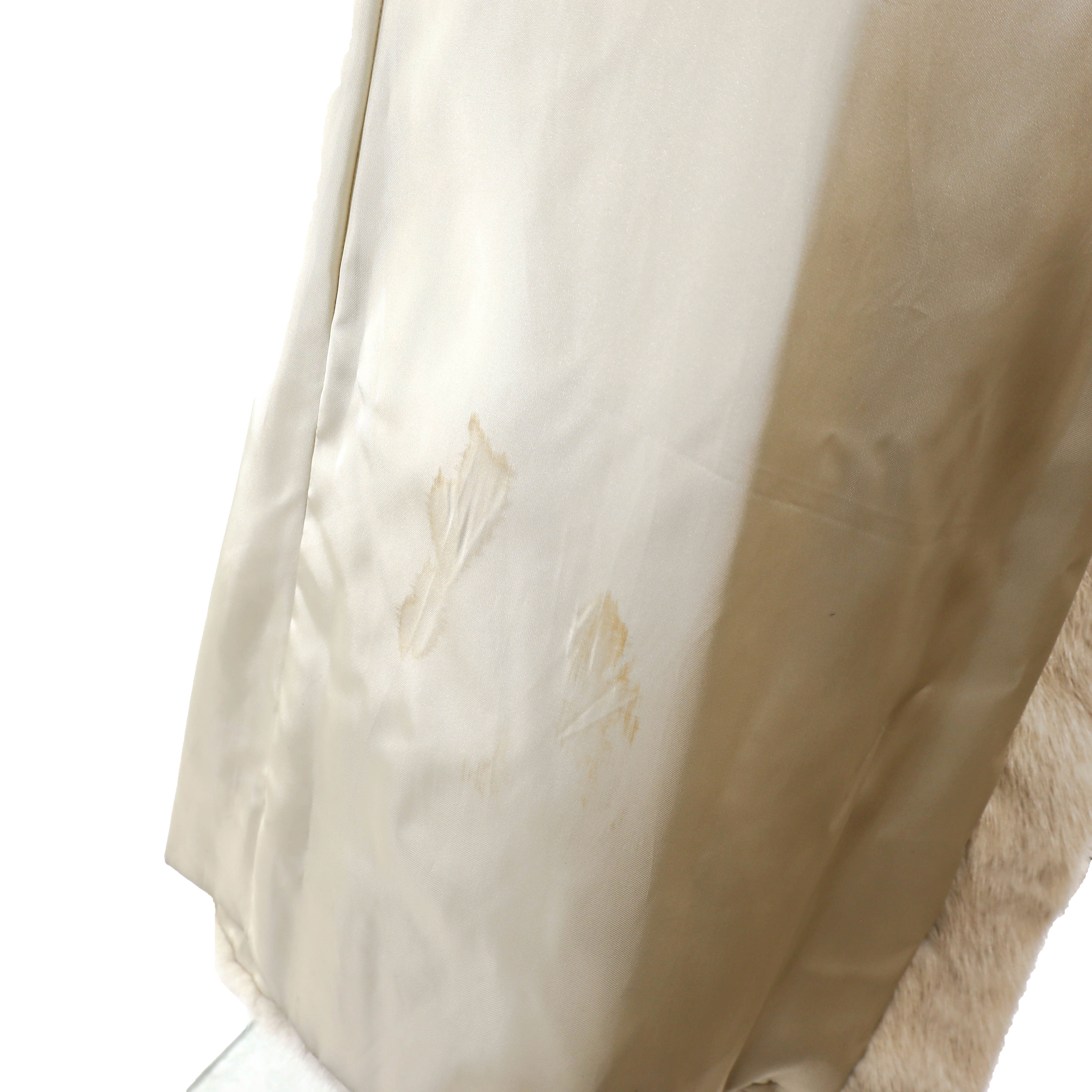 Beige Mink Coat with Fox and Matching Headband- Size L – VintageFurs