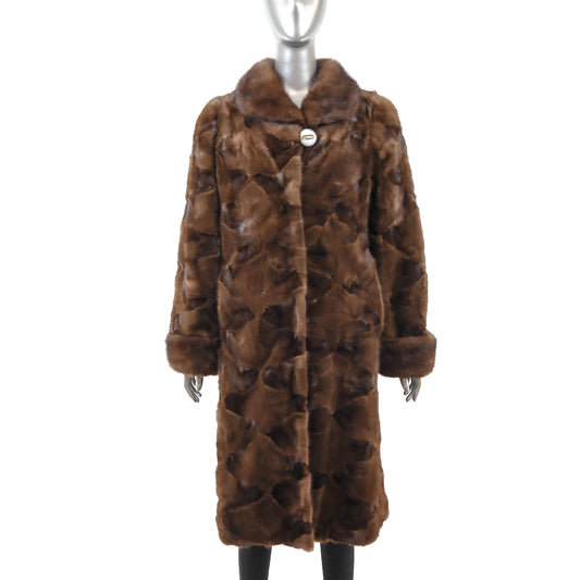 Brown Section Mink Coat- Size M