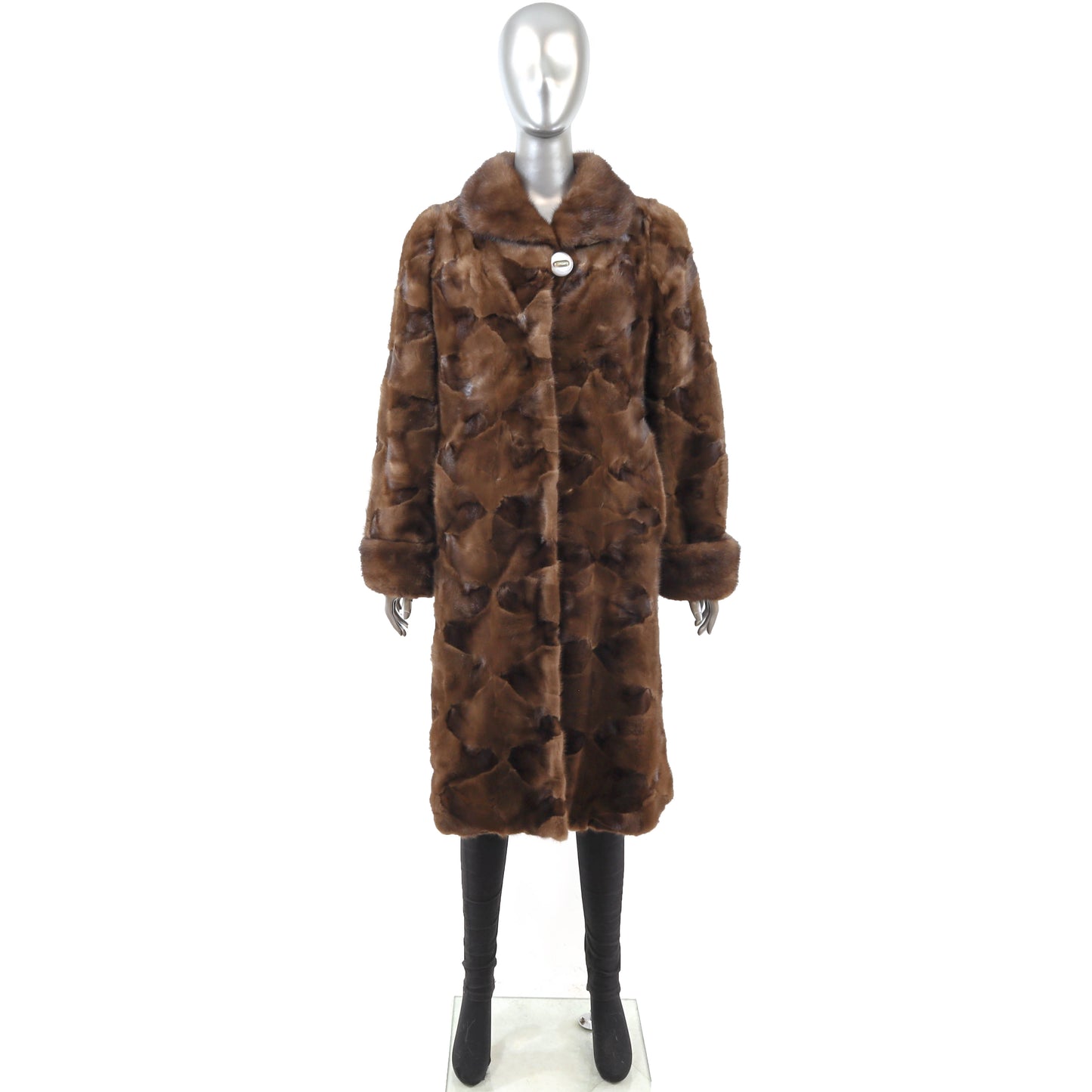 Brown Section Mink Coat- Size M